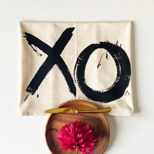 XO Hand Printed Organic Tea Towel