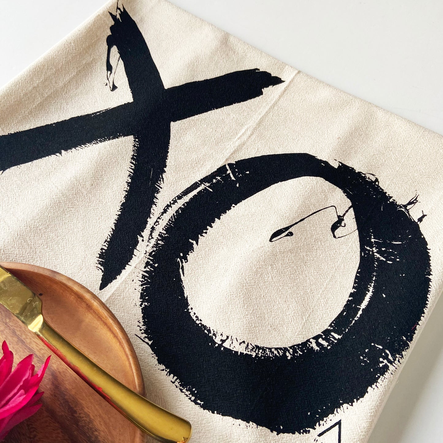 XO Hand Printed Organic Tea Towel