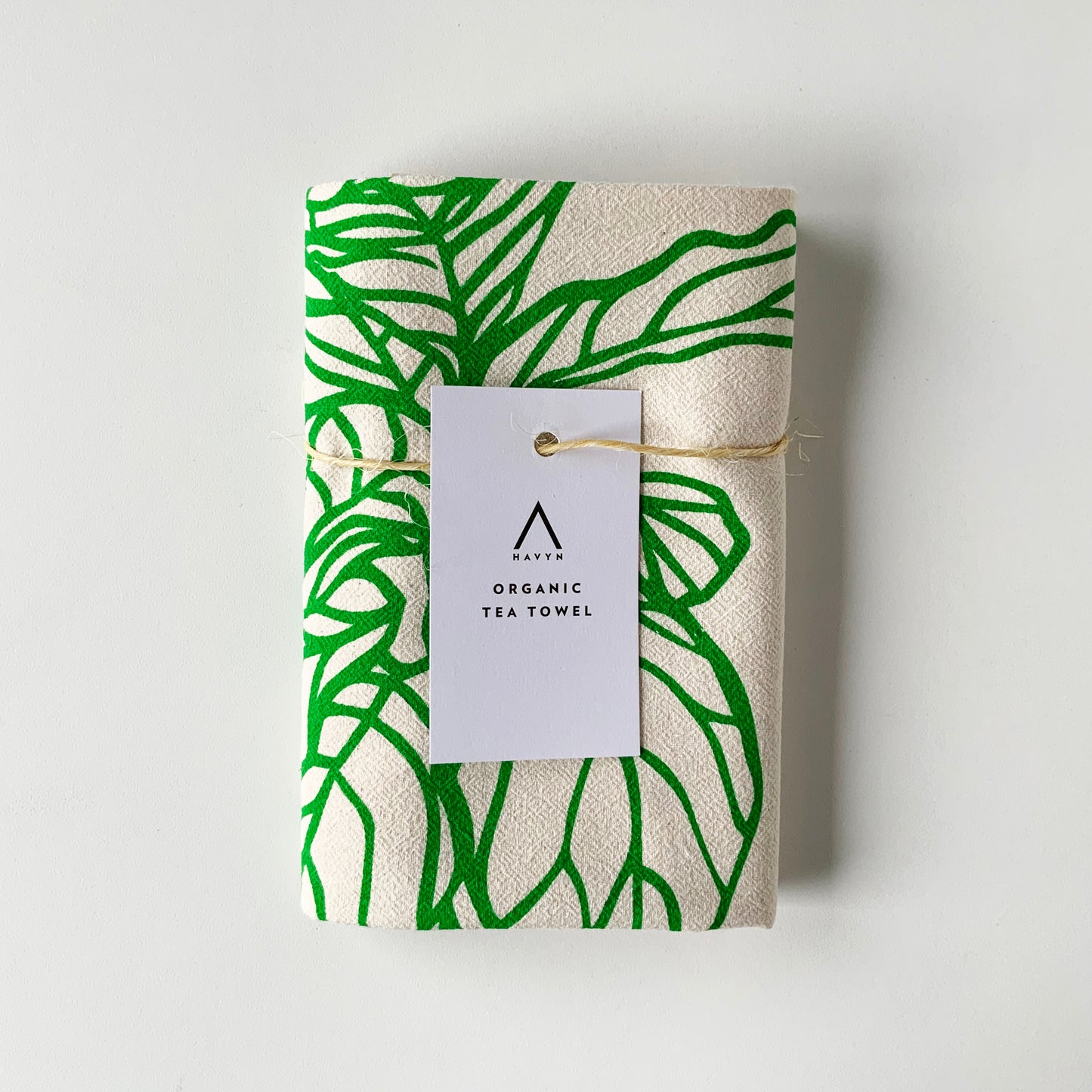 Big Fig Tree Hand Printed Organic Tea Towel - Black or Green