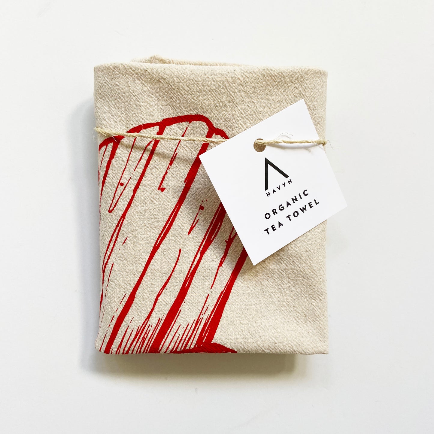 Cottage Chair Hand Printed Organic Tea Towel - Red