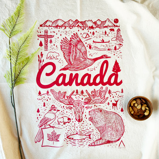 Canada Hand Printed Organic Tea Towel