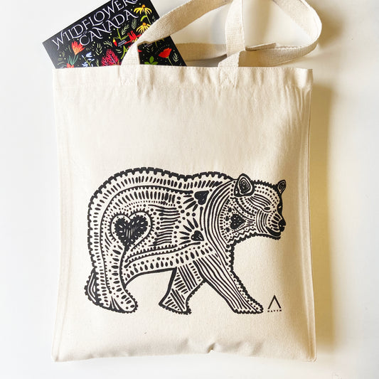 Black Bear Hand Printed Every Day Cotton Tote