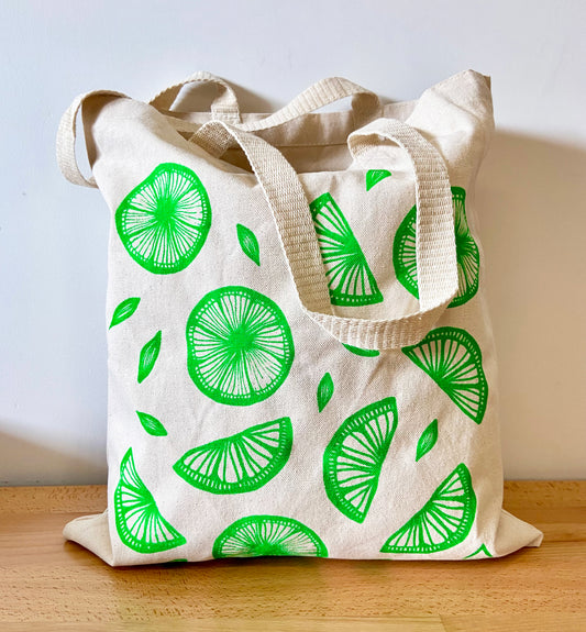 Limes Hand Printed Every Day Cotton Tote