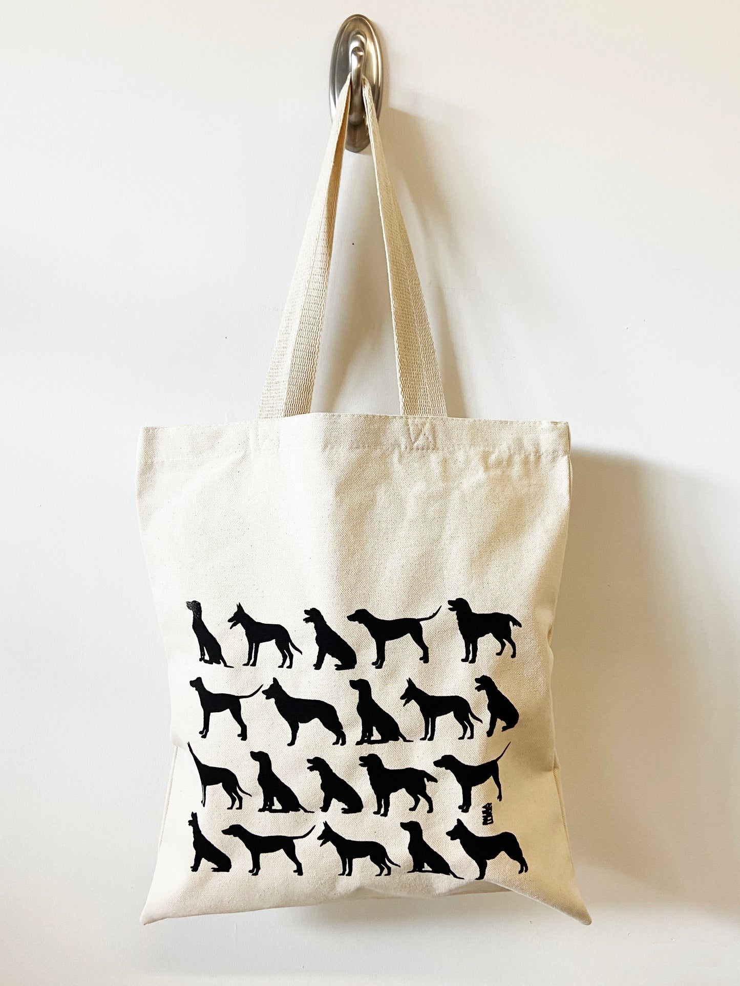 Dogs Print Hand Printed Every Day Cotton Tote