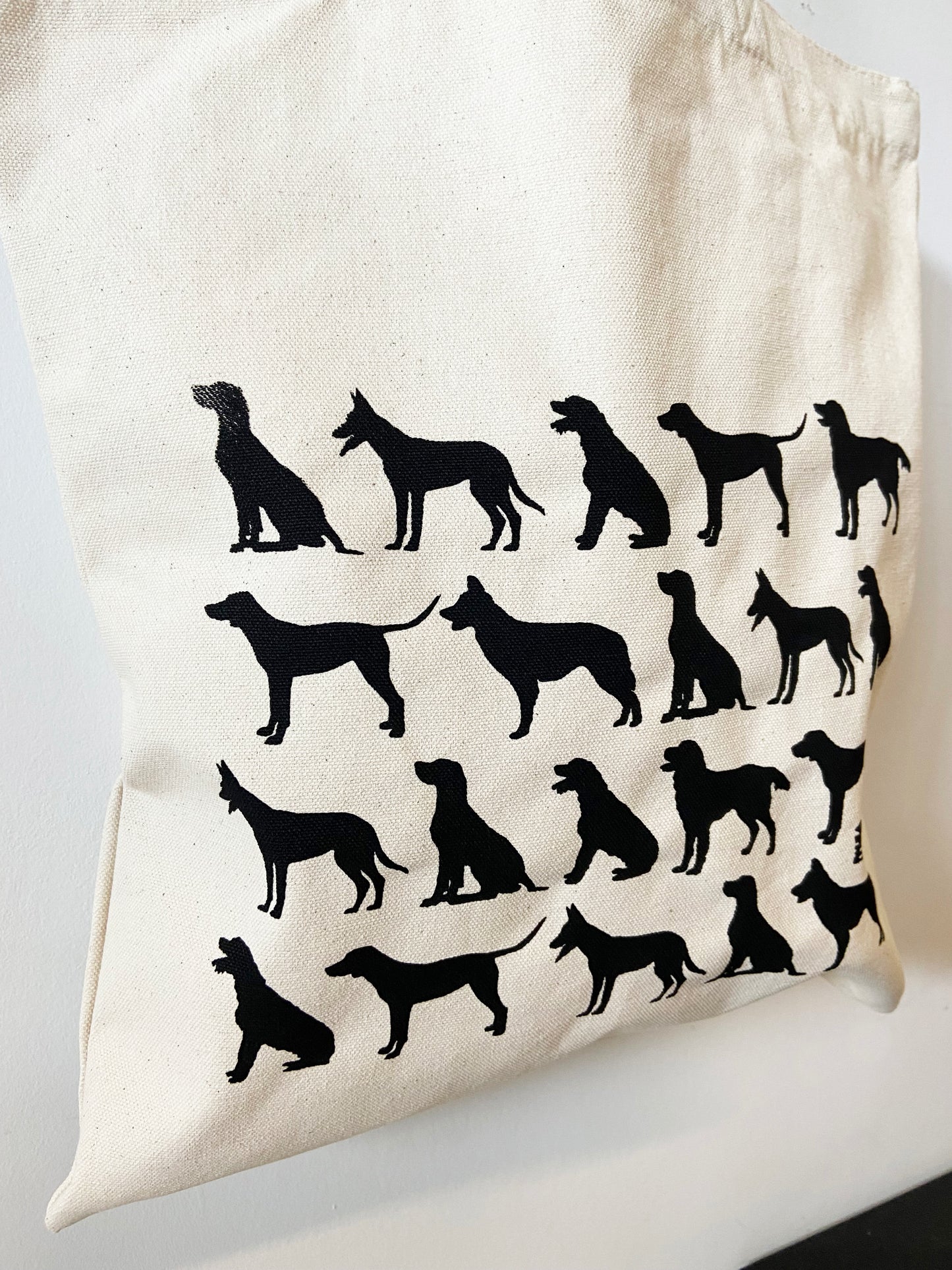 Dogs Print Hand Printed Every Day Cotton Tote