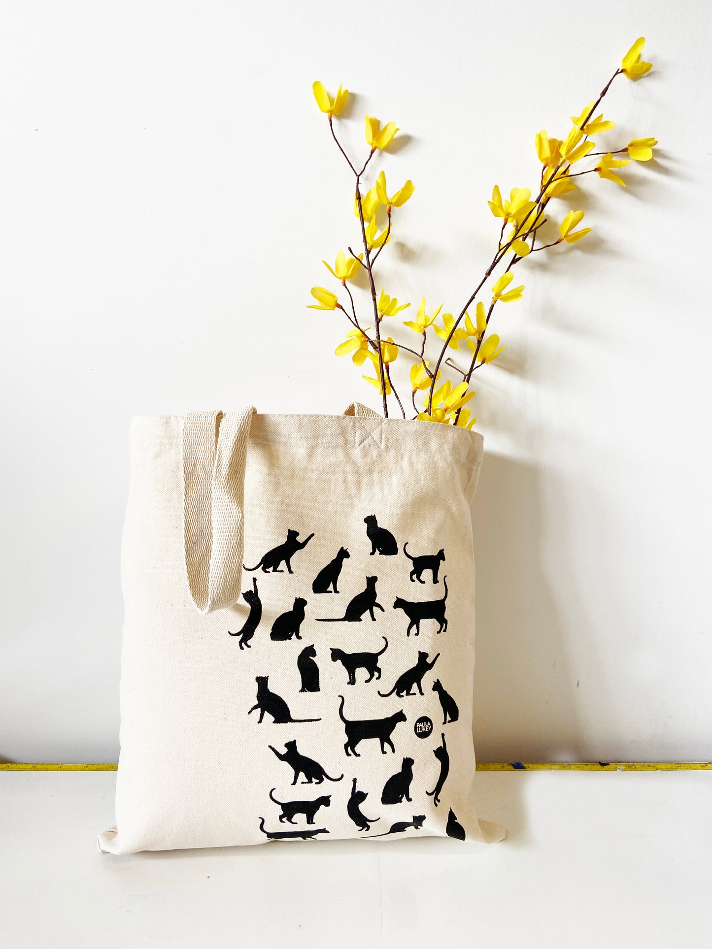 Cats Print Hand Printed Every Day Cotton Tote