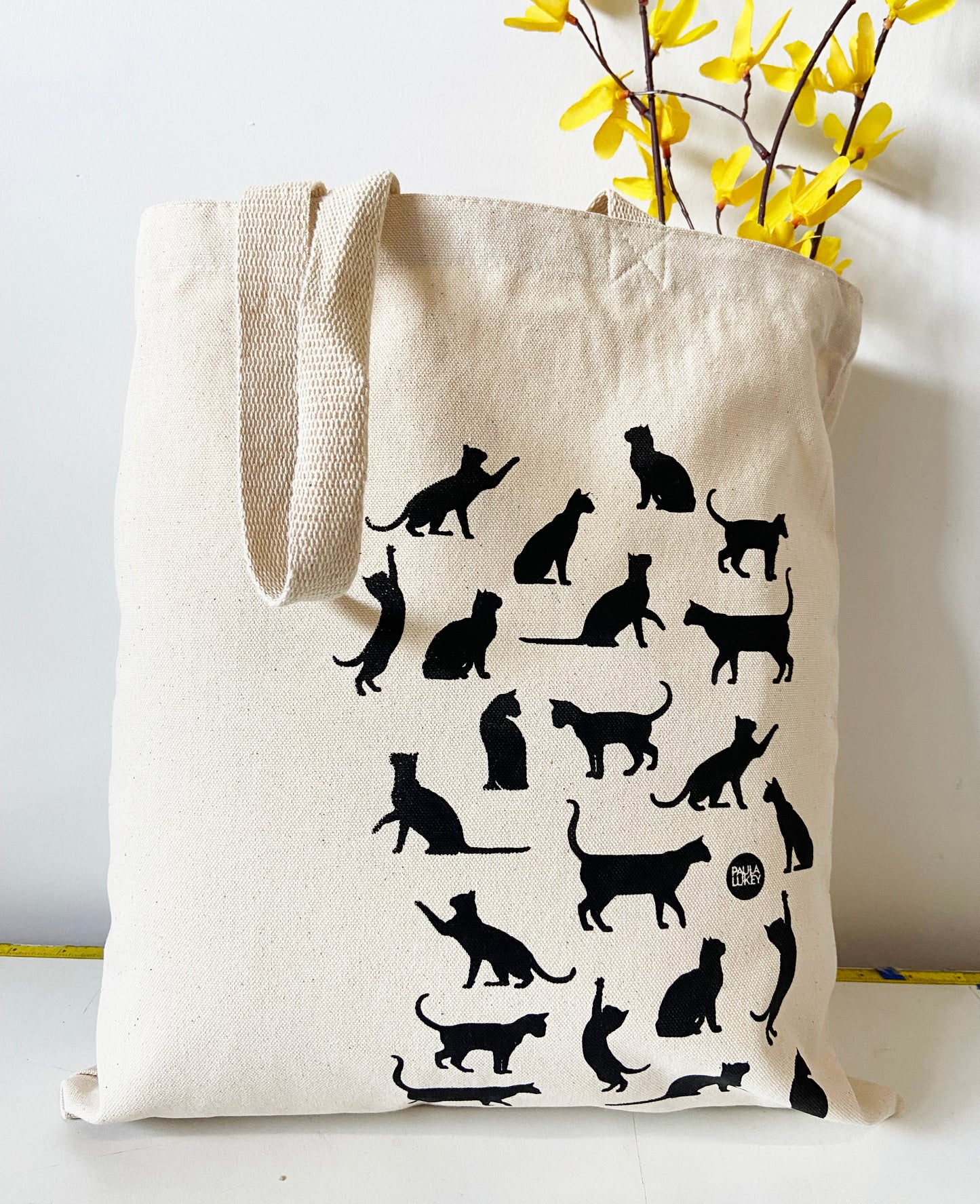Cats Print Hand Printed Every Day Cotton Tote