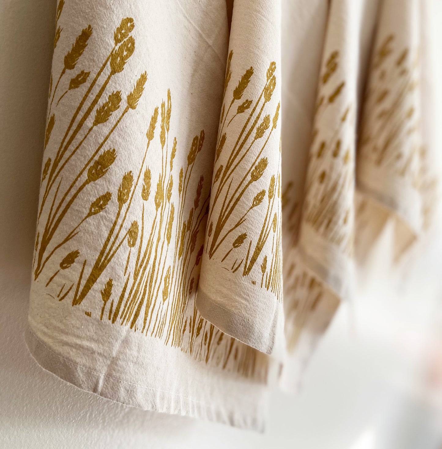 Organic Golden Wheat Hand Printed Napkins Set of 4 or 8