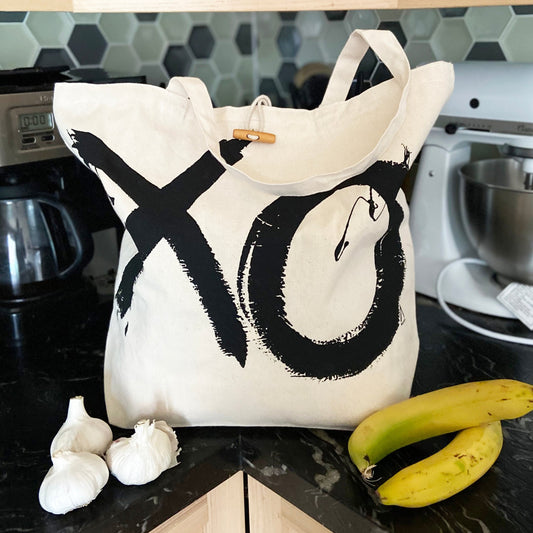 XO Large Recycled Cotton Canvas Tote Bag