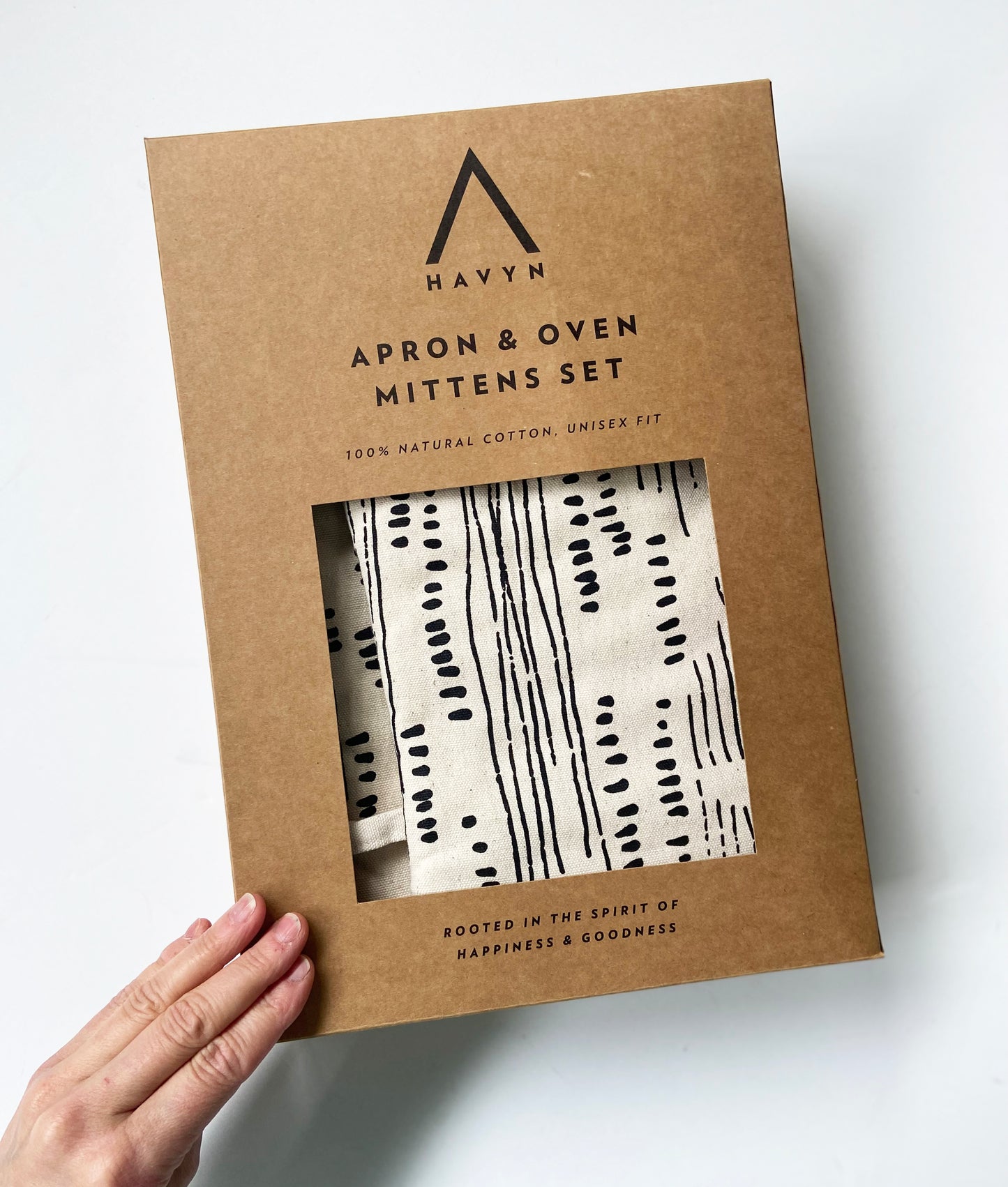 Unisex Apron and Oven Mitt Set - Abstract Pattern - Natural Cotton Canvas