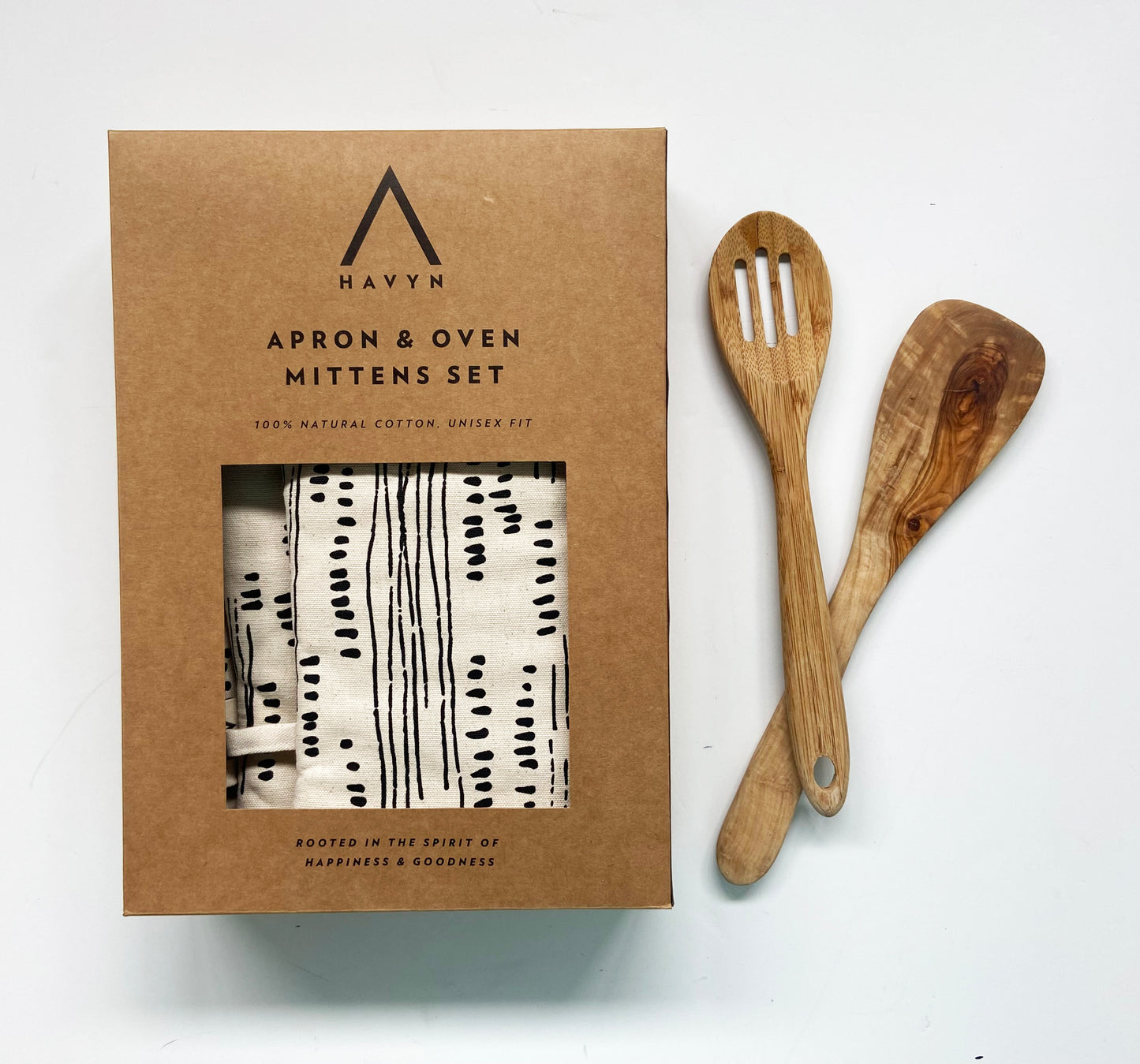 Unisex Apron and Oven Mitt Set - Abstract Pattern - Natural Cotton Canvas