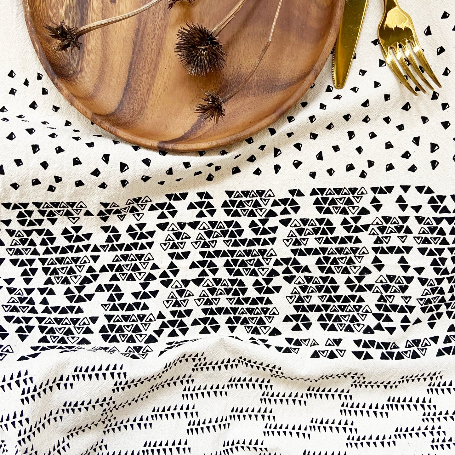 Triangle Abstract Hand Printed Organic Tea Towel