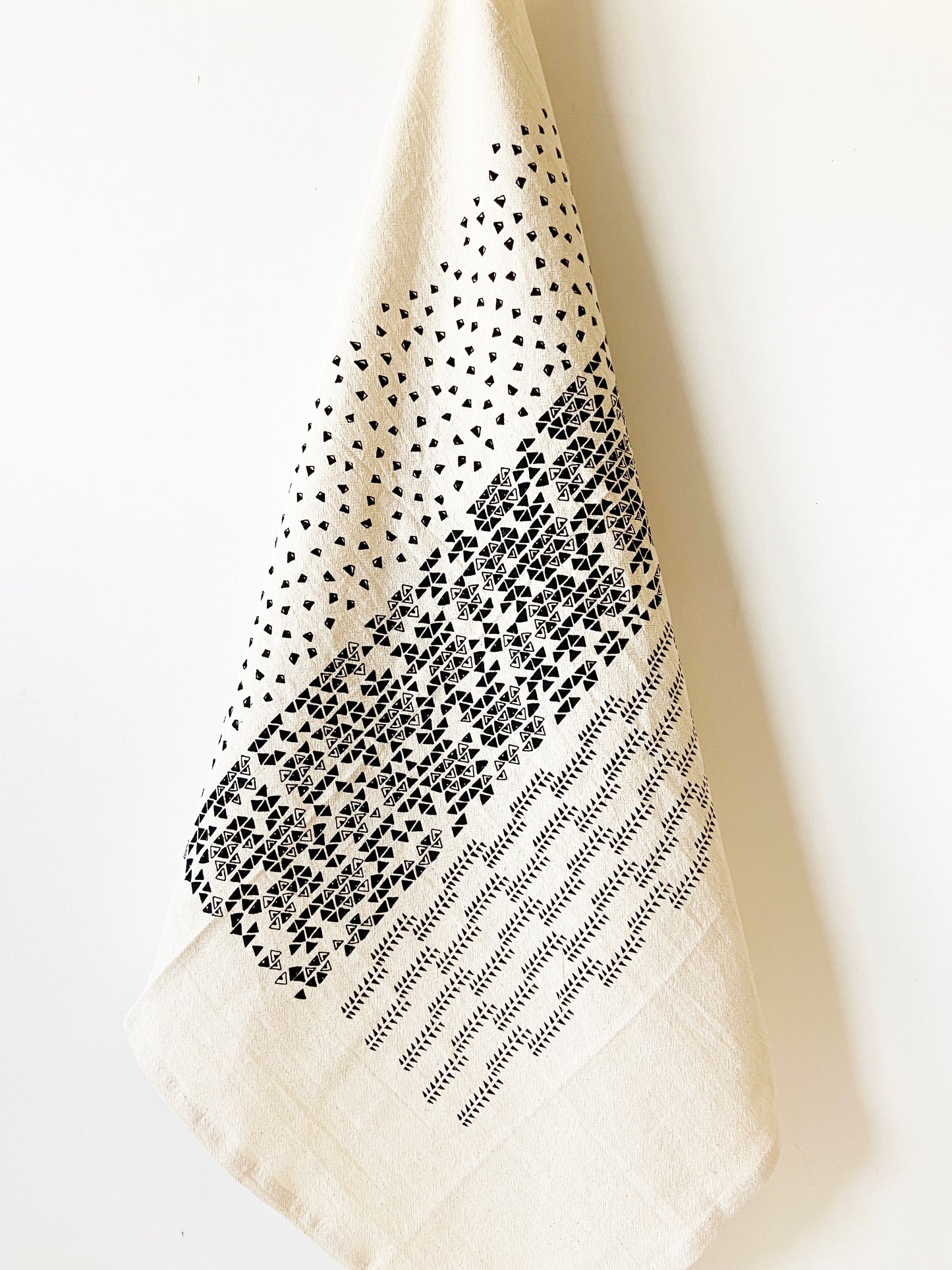 Triangle Abstract Hand Printed Organic Tea Towel