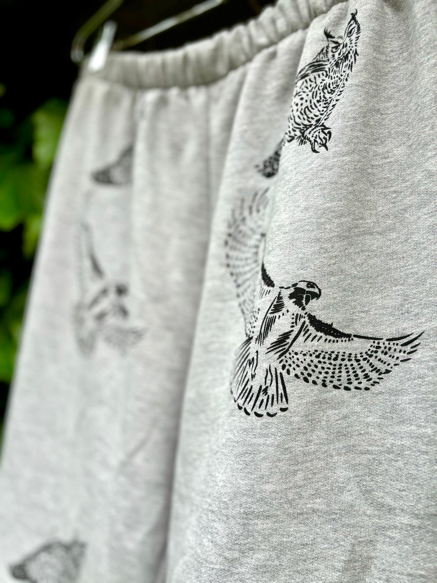 One of a Kind Hand Printed Birds Sweat Pants - Full Length