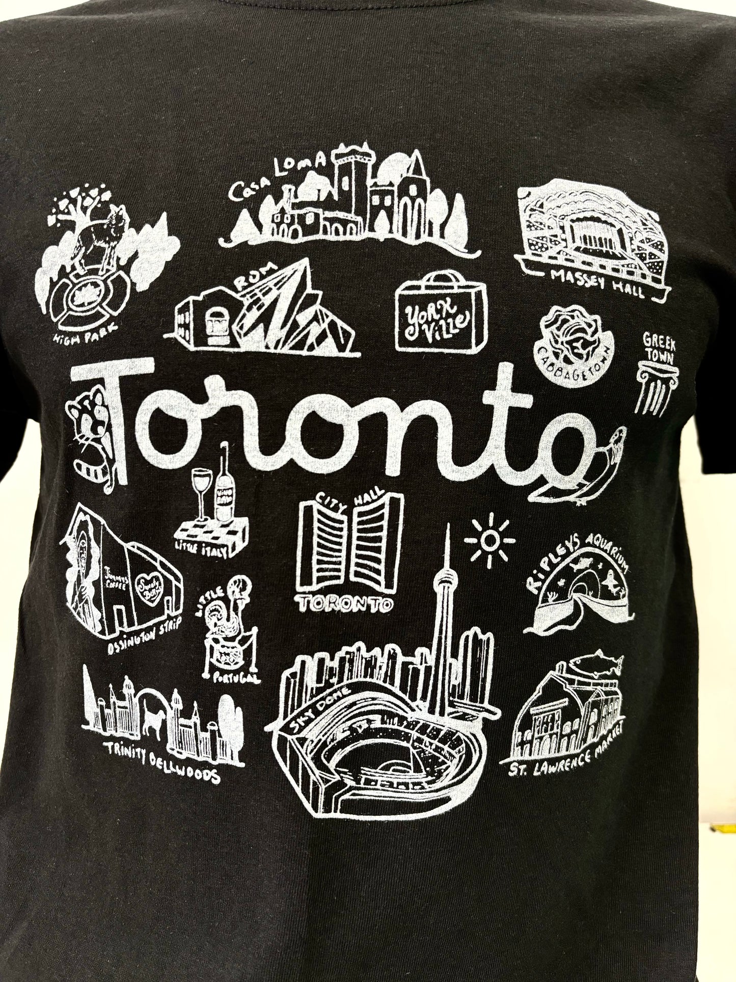 Toronto Places Unisex Black Cotton Tee with White Eco Ink