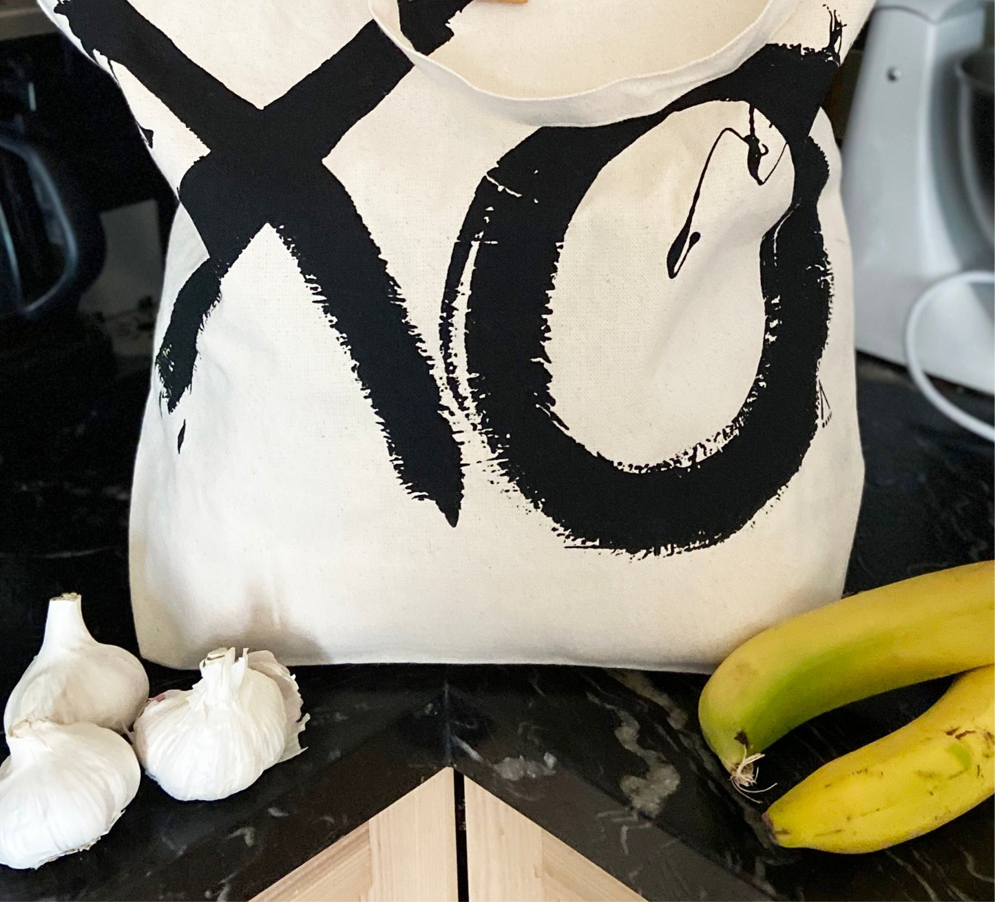 XO Large Recycled Cotton Canvas Tote Bag