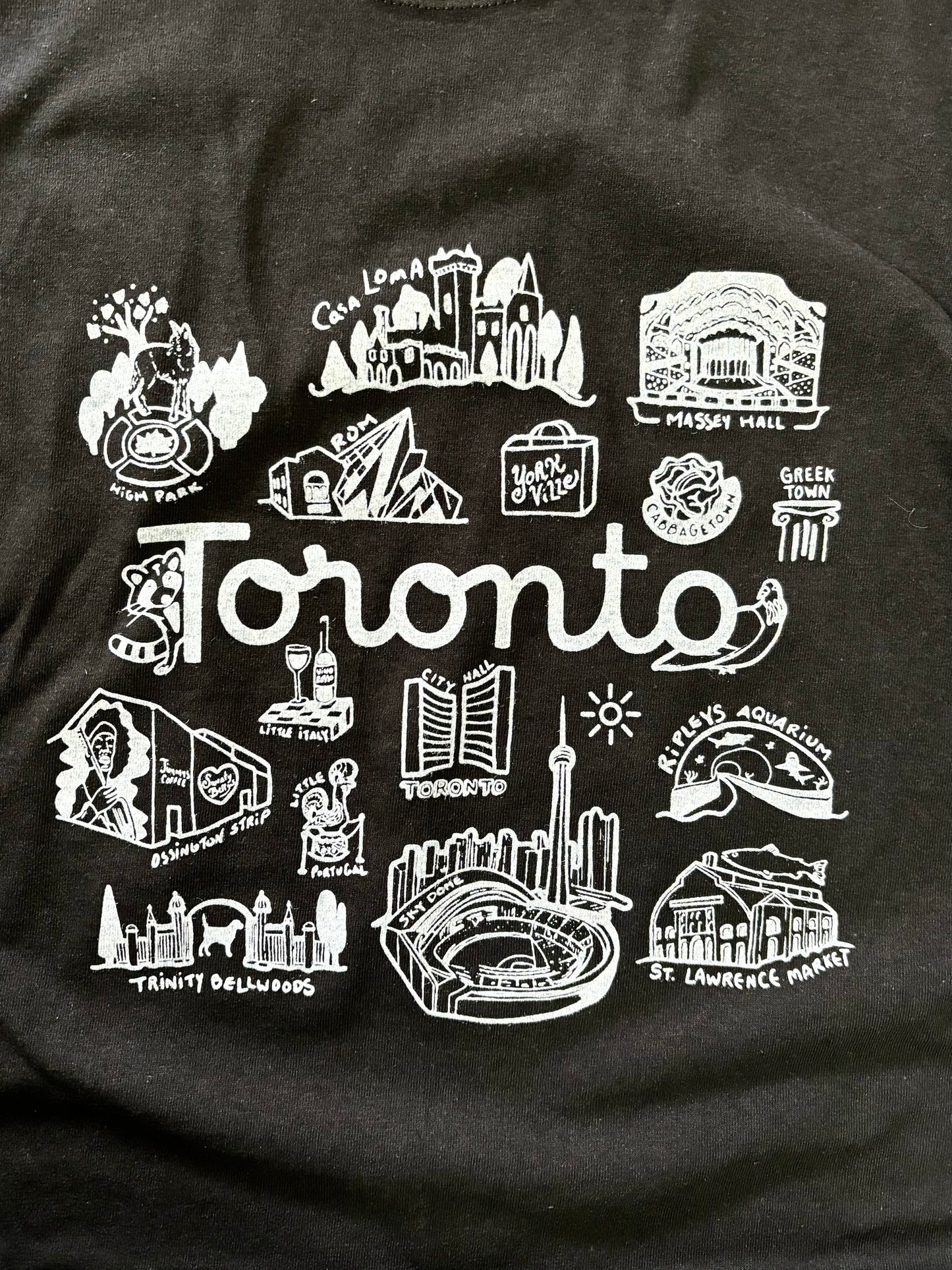 Toronto Places Unisex Black Cotton Tee with White Eco Ink