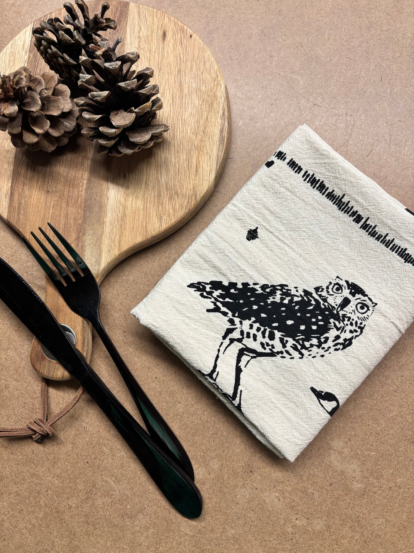 Hand Printed Tea Towel | Organic Cotton Floursack | Canada Birds | Large Kitchen Towel | Eco Screen Printed
