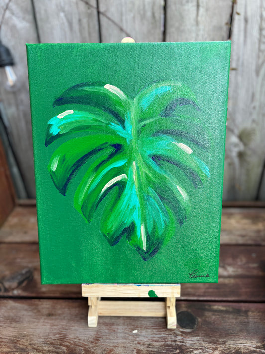 Monstera Leaf Painting 11x14
