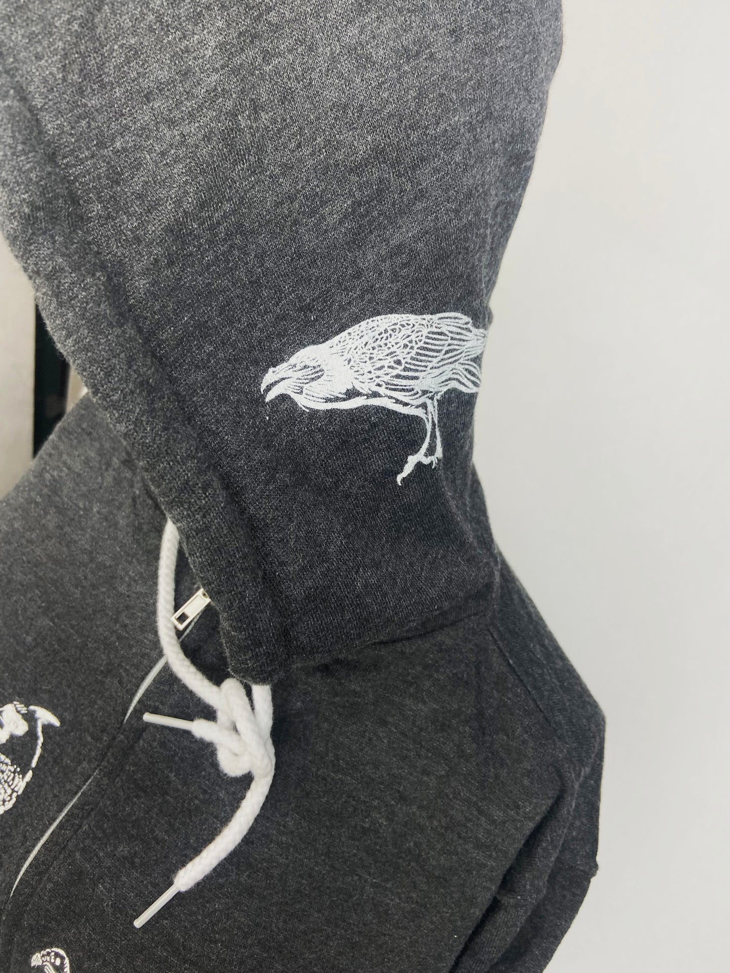 Unisex Zip Hoodie - Birds - Charcoal Grey Light Weight - LIMTED EDITION