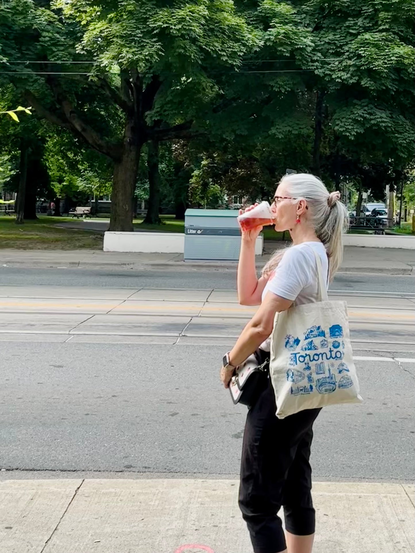 Toronto  Cotton Tote Blue Hand Printed Every Day