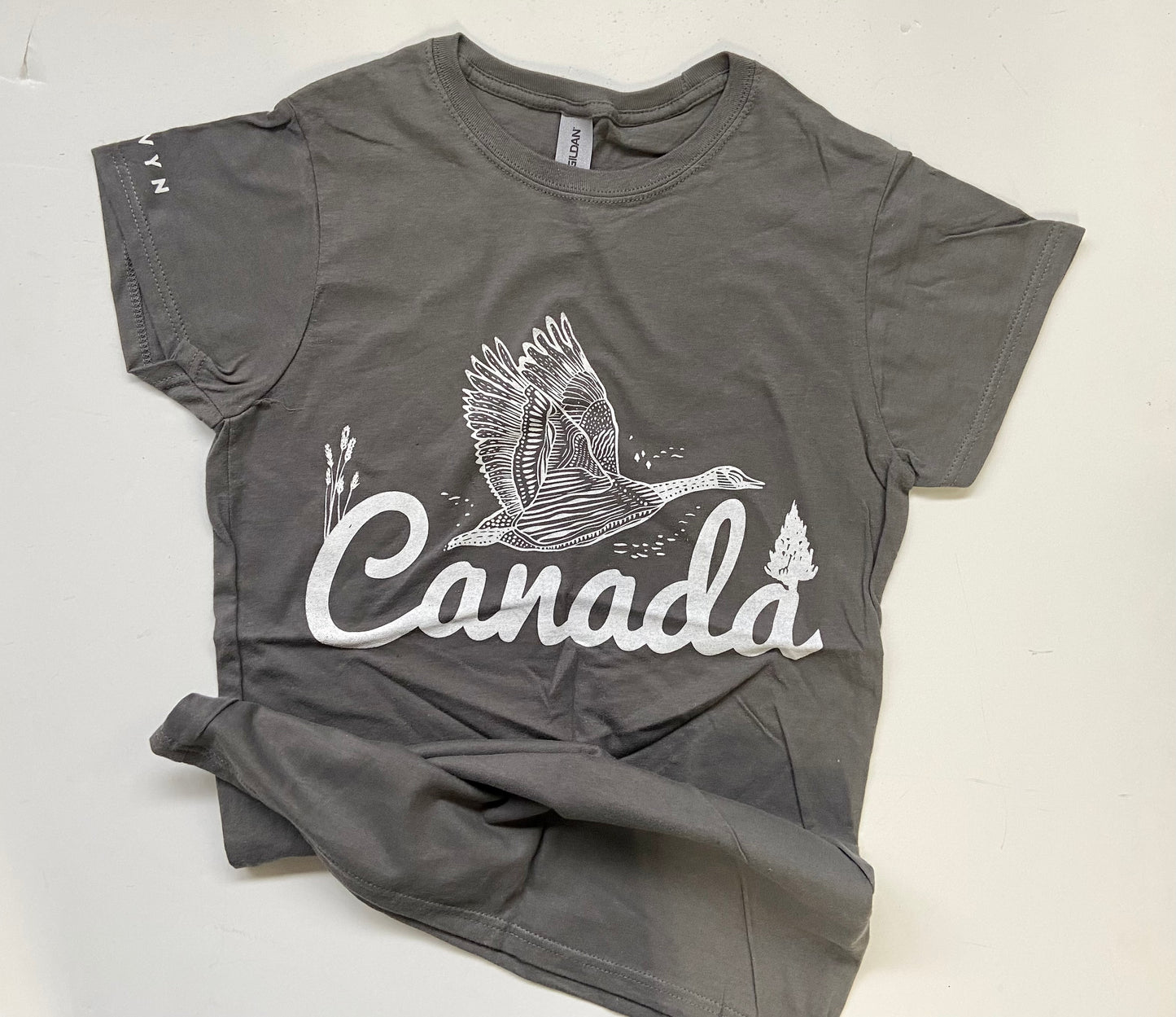 Canada Hand Printed Tee on Black or Grey - WOMENS FITTED