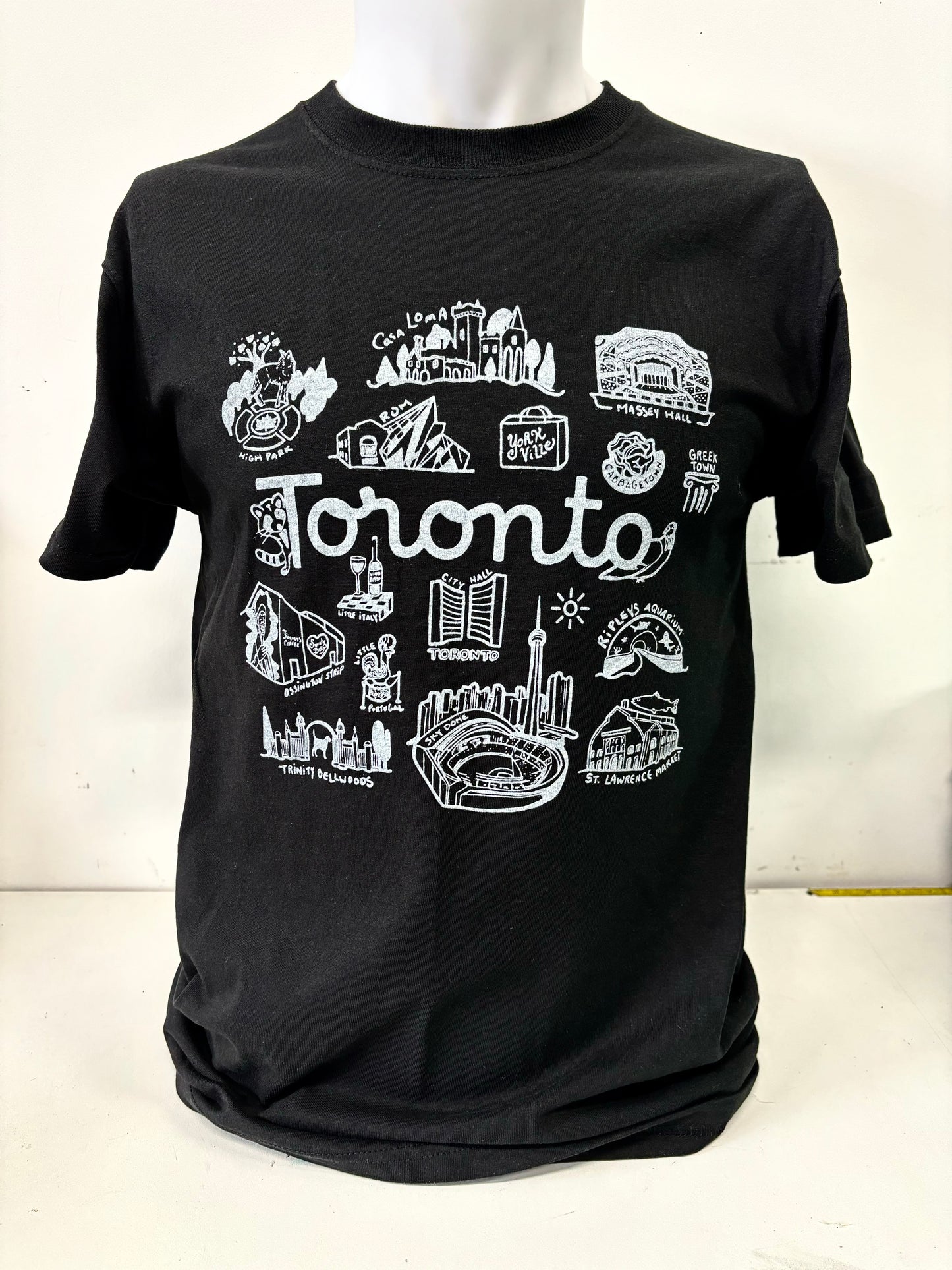 Toronto Places Unisex Black Cotton Tee with White Eco Ink