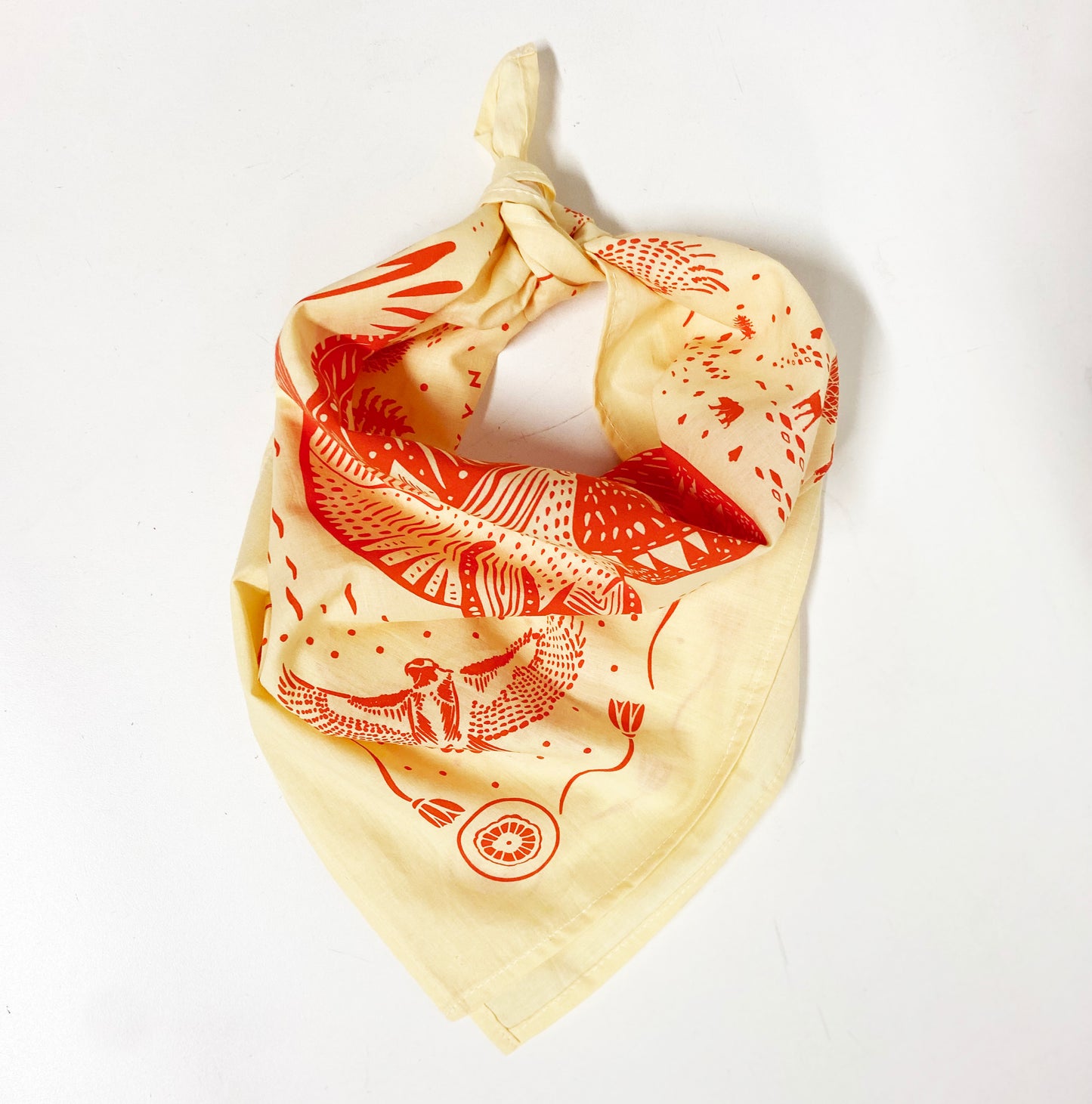 Fox Bandana | 100% Cotton | Hand Screen Printed | 22 x22 inches | All-Over Print Bandana