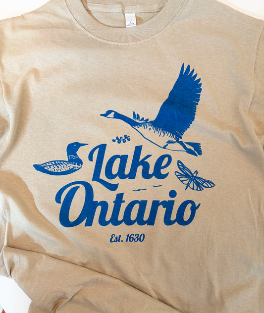 LAKE ONTARIO *Limited Edition* ORIGINAL Screen Print - Sand and Blue - Adult Unisex