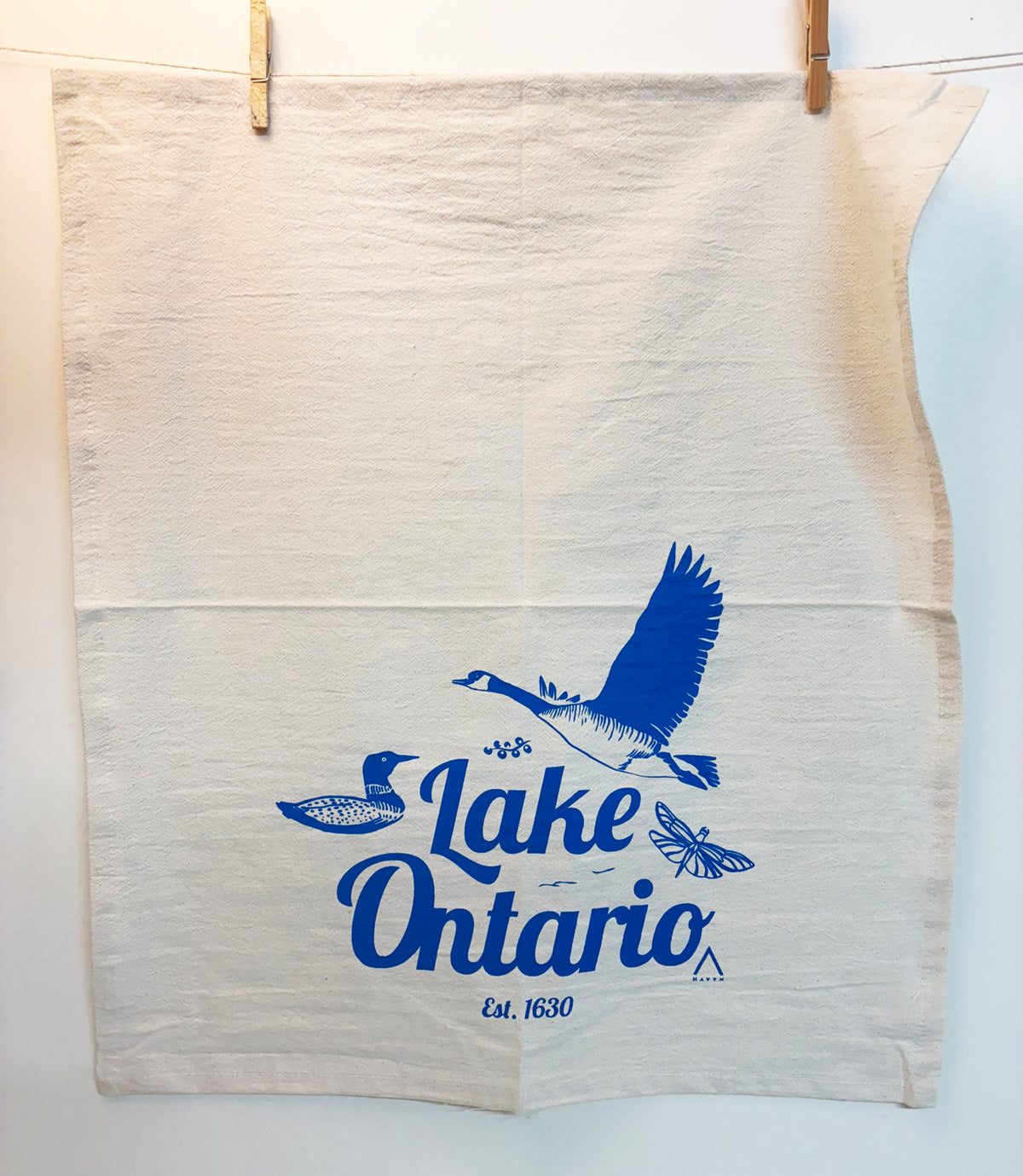 Lake Ontario Hand Printed Organic Tea Towel