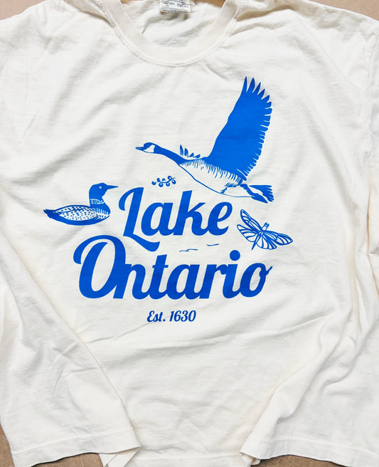 Tshirt Limited Edition LAKE ONTARIO Boxy Fit Cotton - Original Screen Print - Women