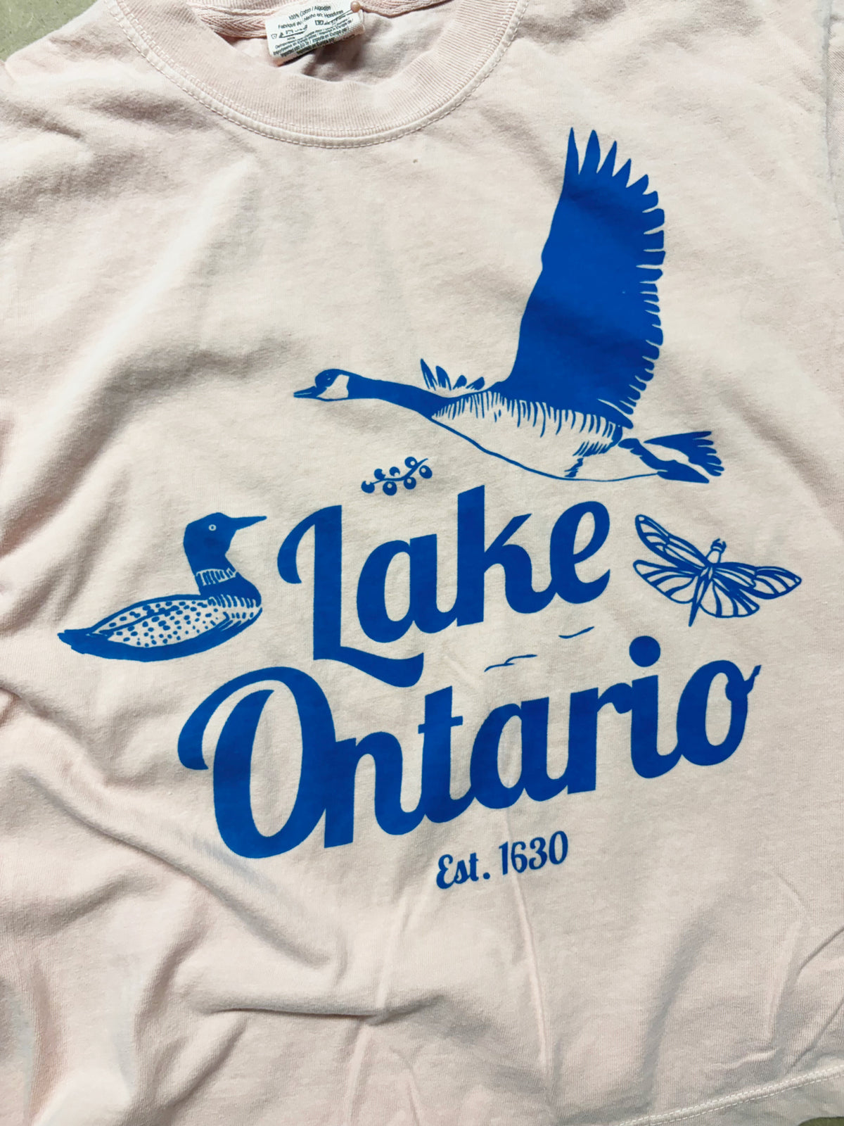 Tshirt Limited Edition LAKE ONTARIO Boxy Fit Cotton - Original Screen Print - Women