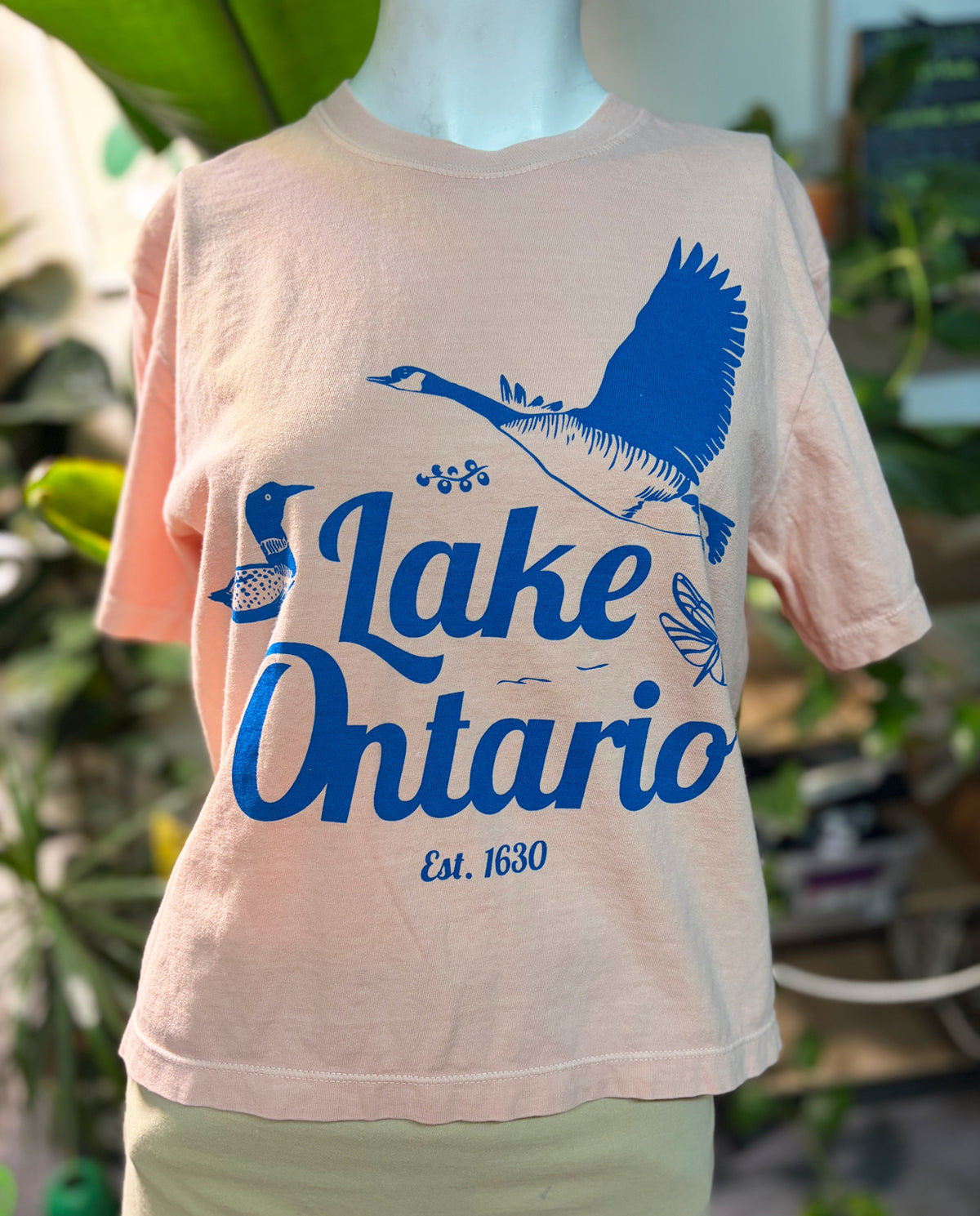 Tshirt Limited Edition LAKE ONTARIO Boxy Fit Cotton - BEIGE or PINK - Original Screen Print - Women