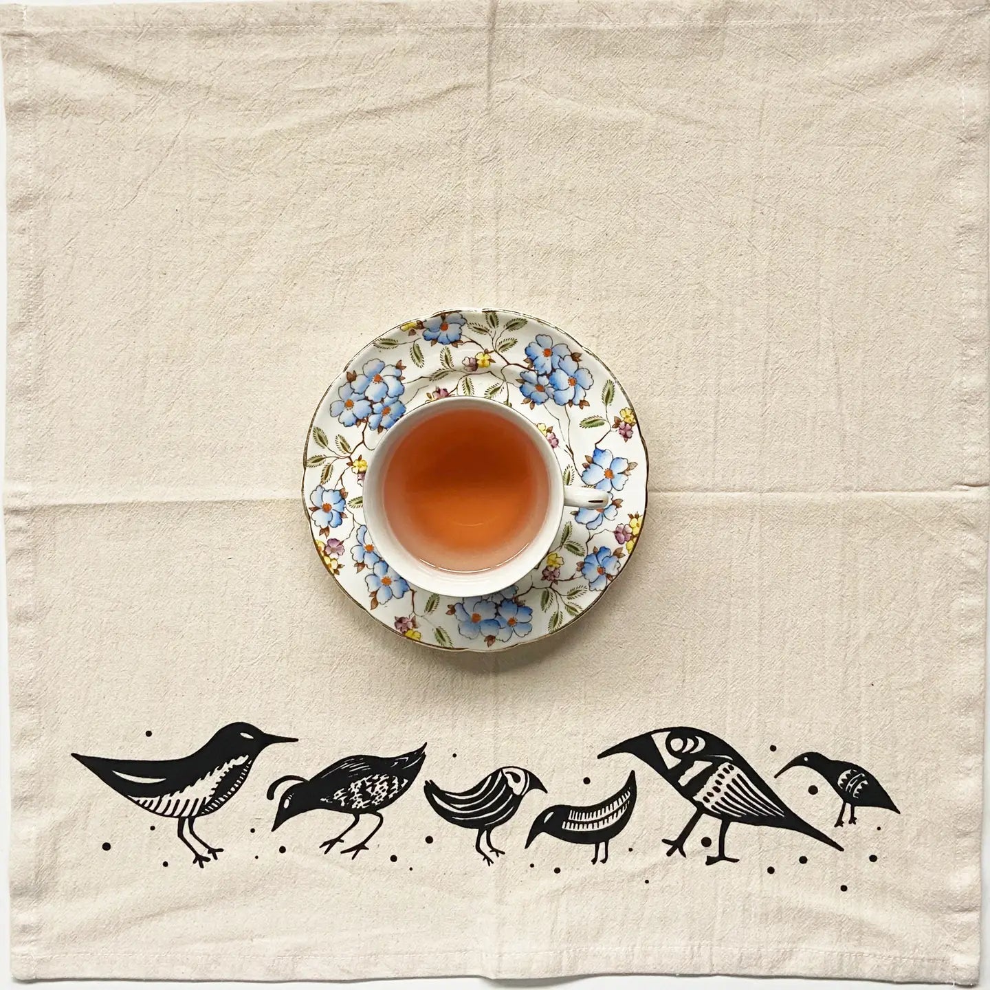 Birdies Organic Hand Printed Napkins Set of 4 or 8