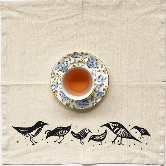 Birdies Organic Hand Printed Napkins Set of 4 or 8