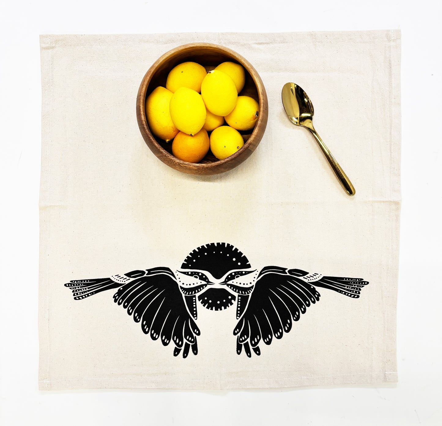 2 Birds and Sun Organic Hand Printed Napkins Set of 4 or 8