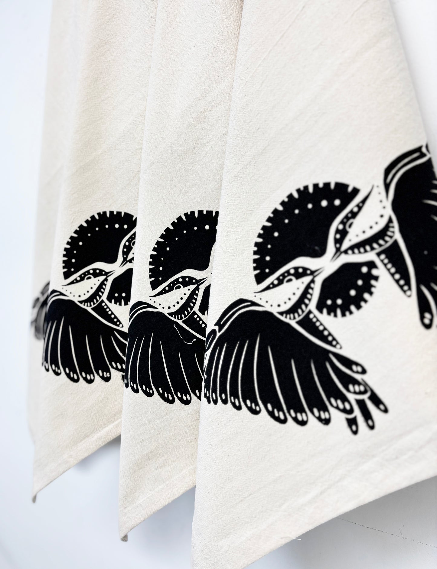 2 Birds and Sun Organic Hand Printed Napkins Set of 4 or 8