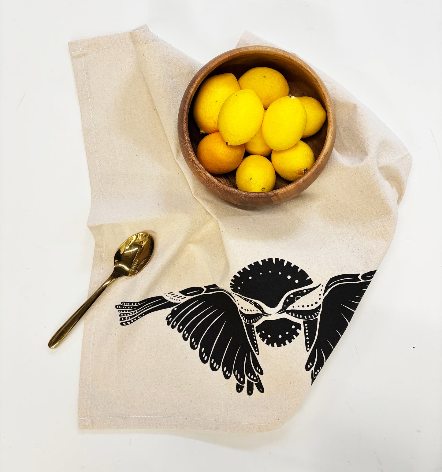 2 Birds and Sun Organic Hand Printed Napkins Set of 4 or 8