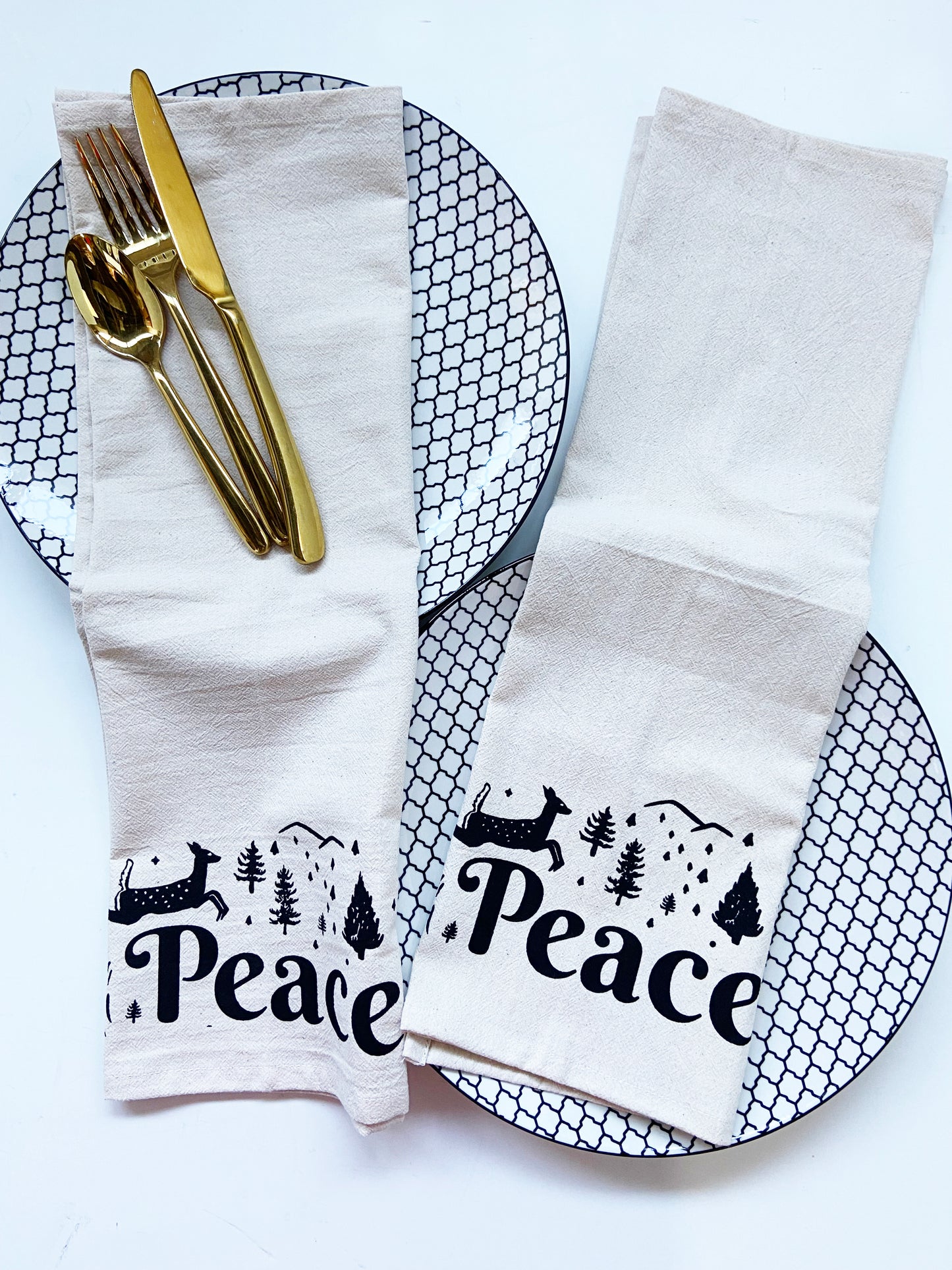 Peace Organic Hand Printed Napkins Set of 4