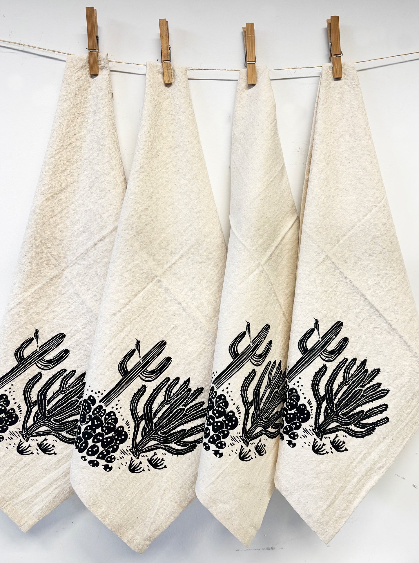 Trois Cacti Organic Hand Printed Napkins Set of 4 or 8