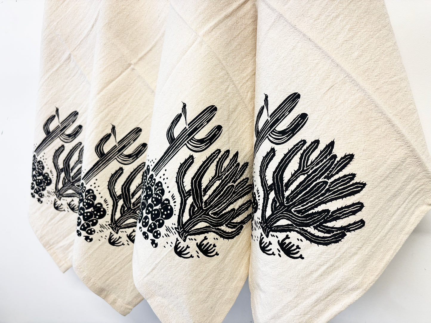 Trois Cacti Organic Hand Printed Napkins Set of 4 or 8