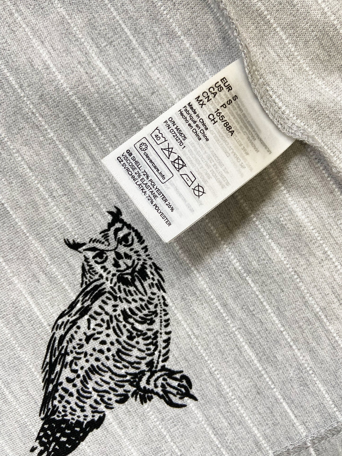 One of a Kind Hand Printed Owls on Light Grey Pinstriped Blazer