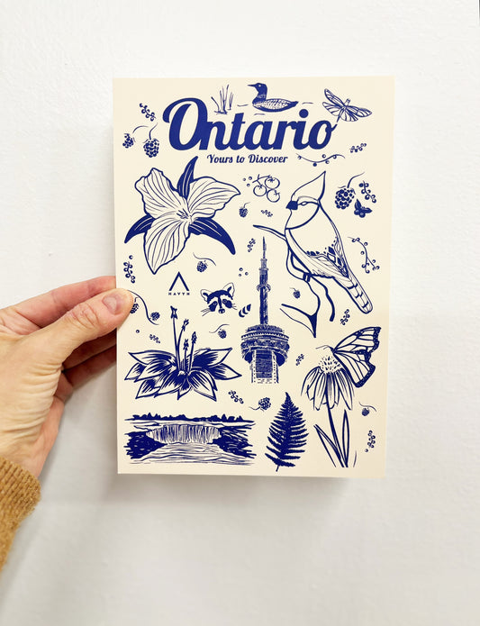 Postcard - Ontario Symbols - HUGE 6x9 - Recycled Paper
