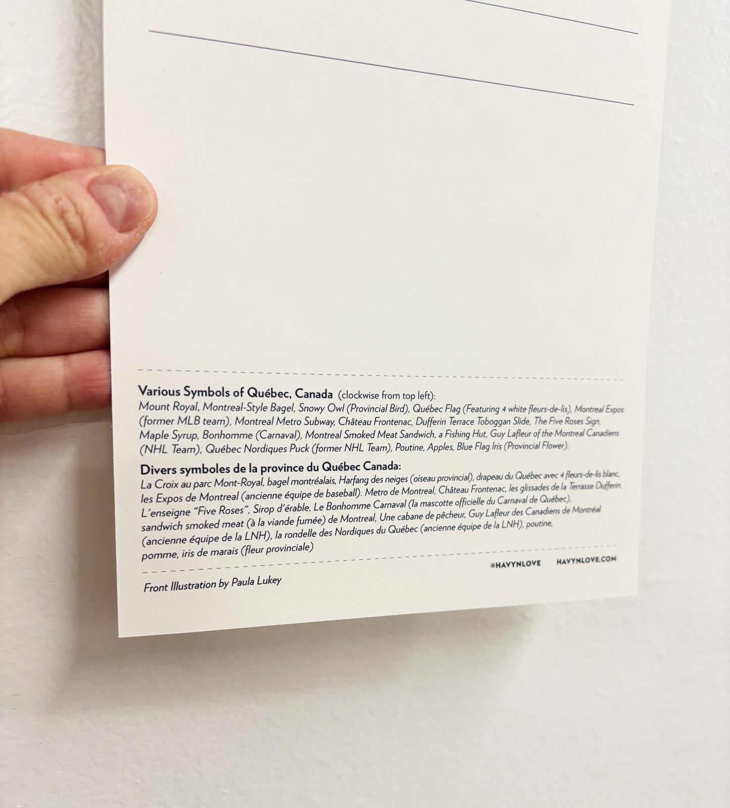 Postcard - Québec Symbols - HUGE 6x9 - Recycled Paper