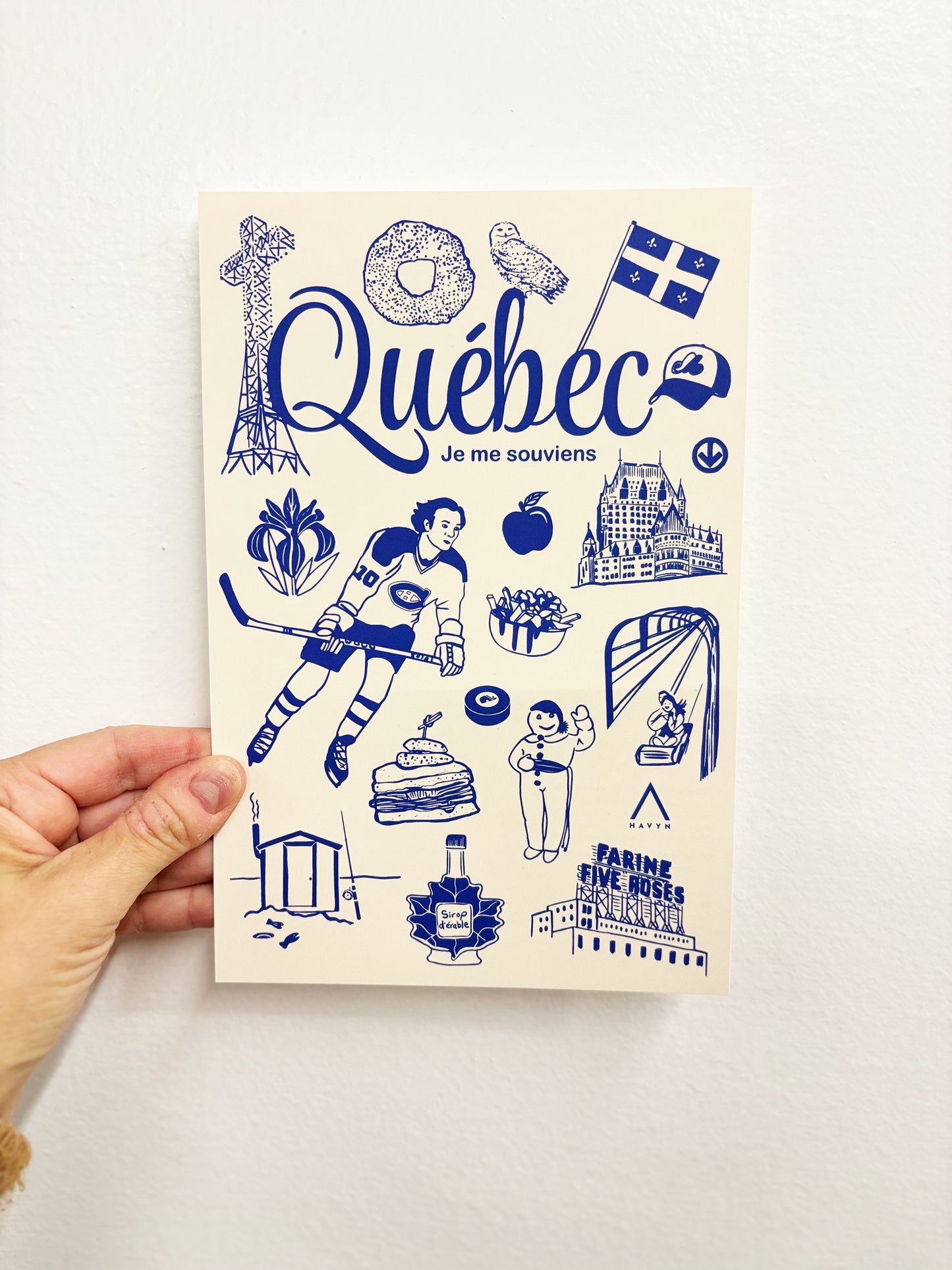 Postcard - Québec Symbols - HUGE 6x9 - Recycled Paper