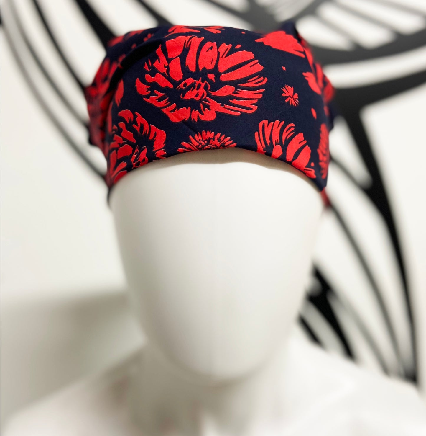 Red/Pink Flower Pattern Bandana | 100% Cotton | Hand Screen Printed | 22 x22 inches | All-Over Print Bandana