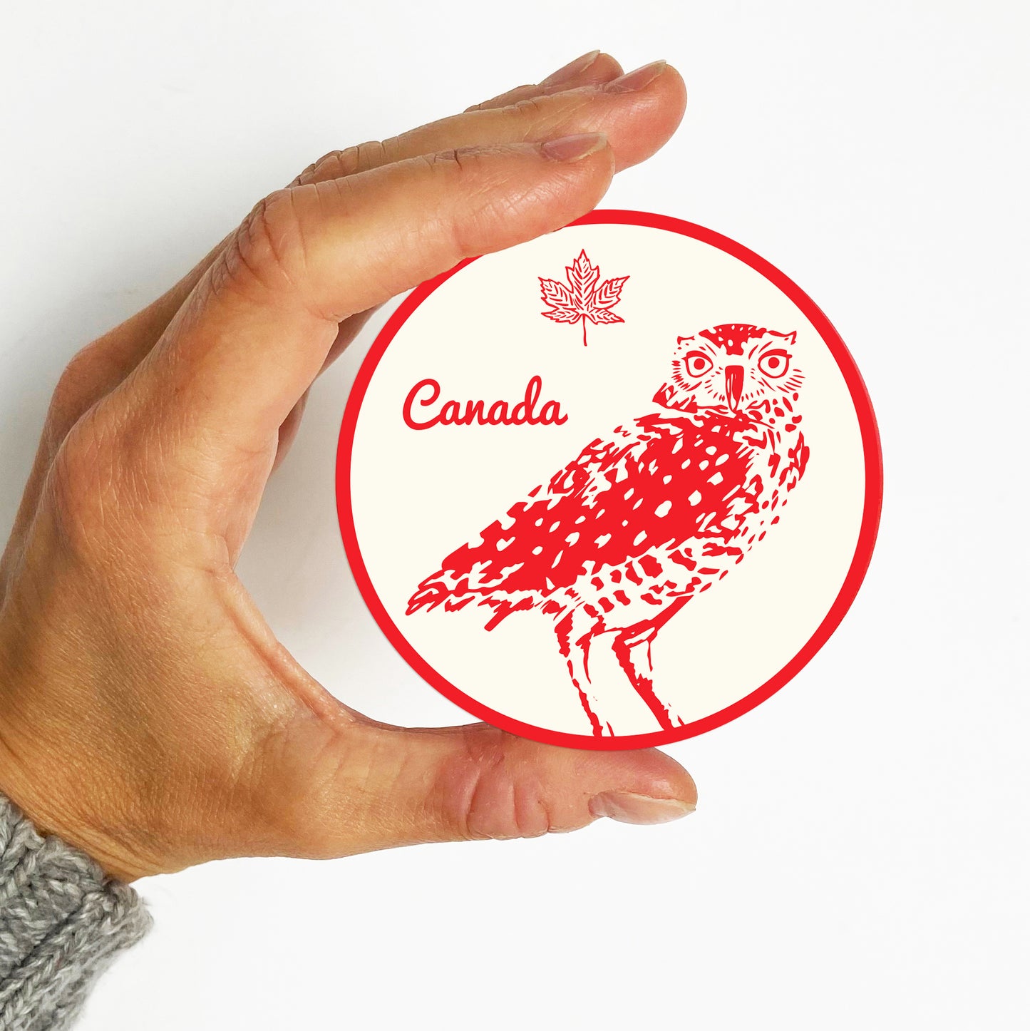Canadian Burrowing Owl Red Vinyl Sticker