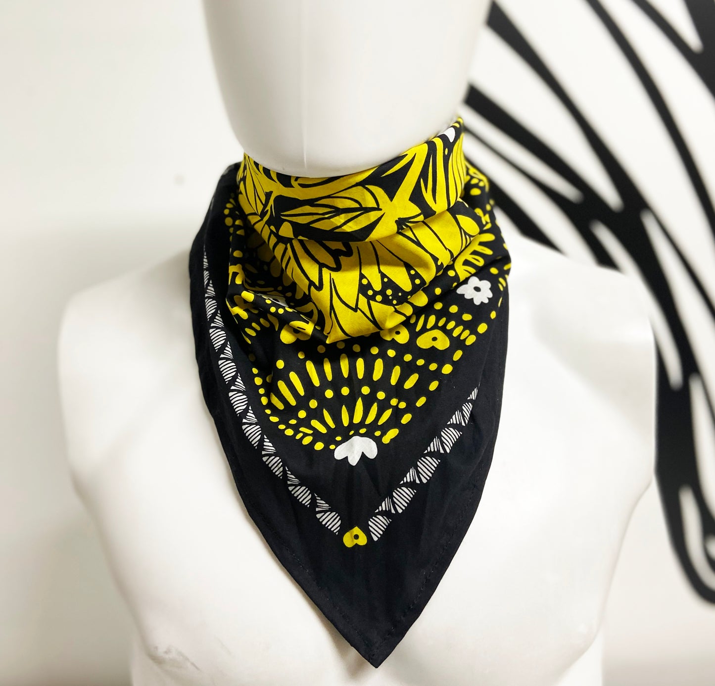 Sun Flower Bandana | 100% Cotton | Hand Screen Printed | 22 x22 inches | All-Over Print Bandana