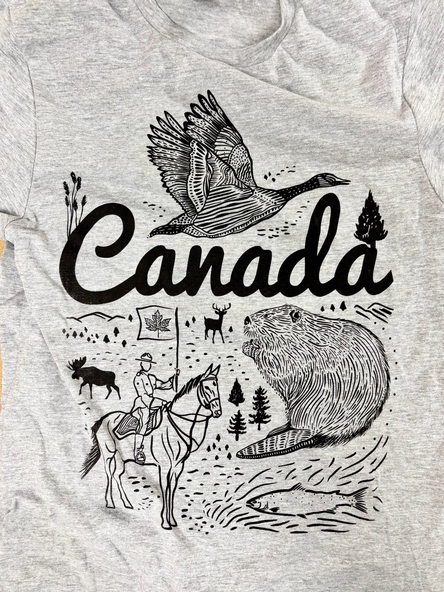 Canada Tee - Hand Screen Printed - Eco Inks - Heather Grey