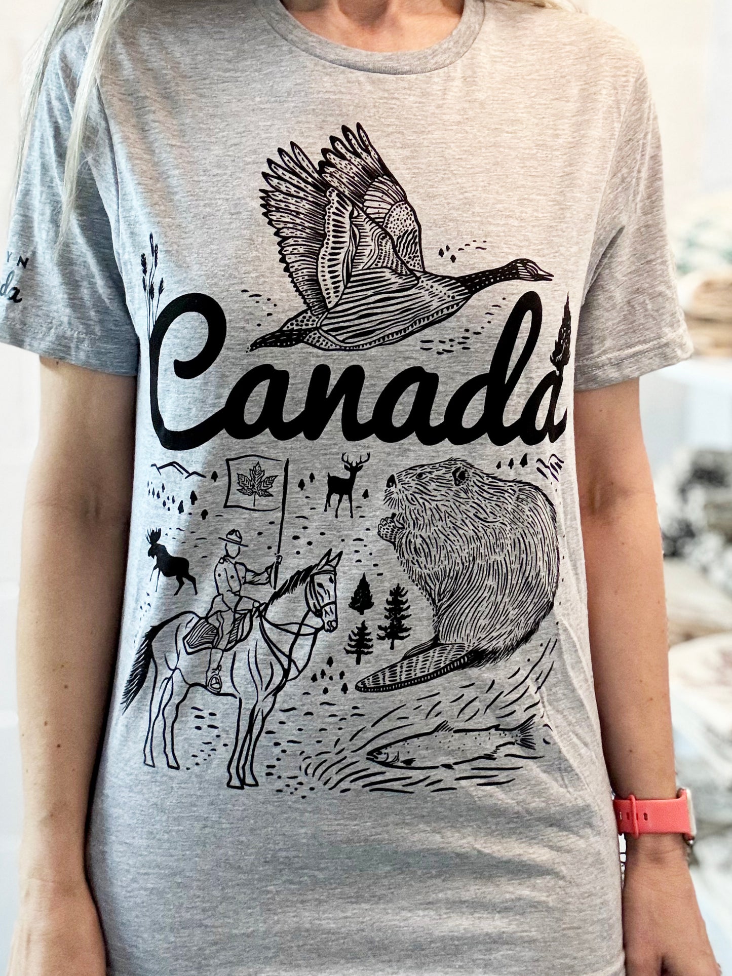 Canada Tee - Hand Screen Printed - Eco Inks - Heather Grey